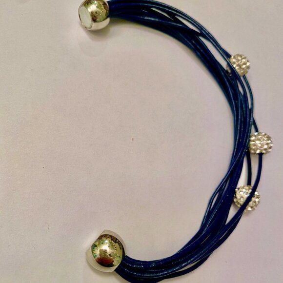 Blue  w Rhinestones Magnetic Clasp Bracelet - Picture 2 of 2